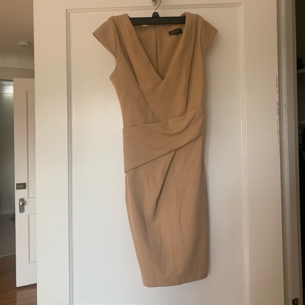 Topshop camel structured dress